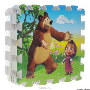 Напольные коврики-пазлы для детей:Коврик-пазл Маша и медведь, 8 сегментов